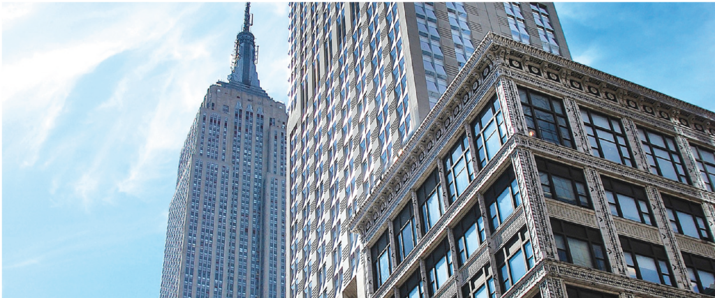 A towering building standing tall against the sky.

