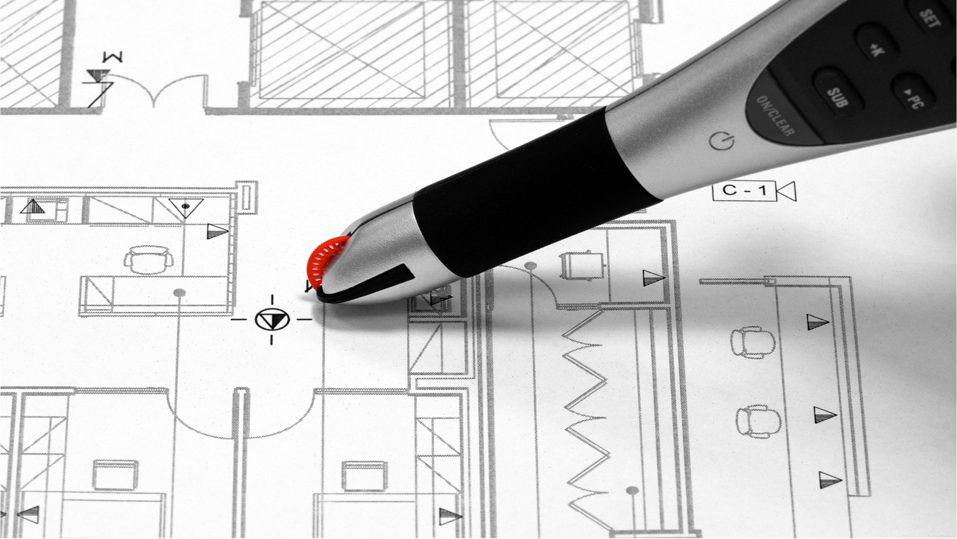 A blueprint image showing the text USIS IT infrastructure can be bundled with our other services including Electrical, Audiovisual, Security and Wireless.

