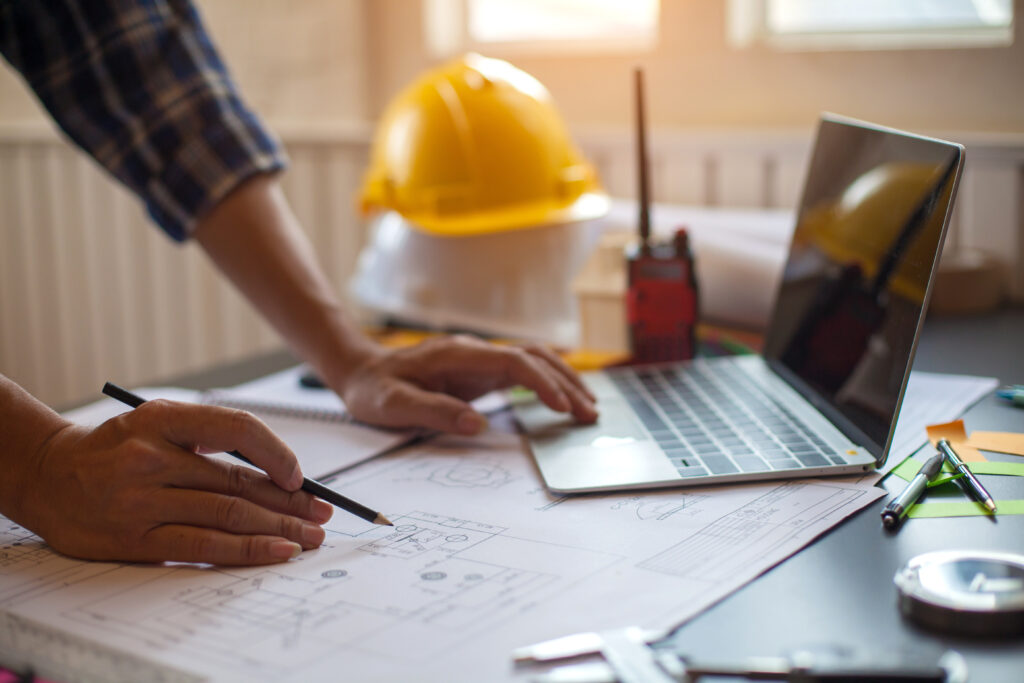 A person working on a laptop.