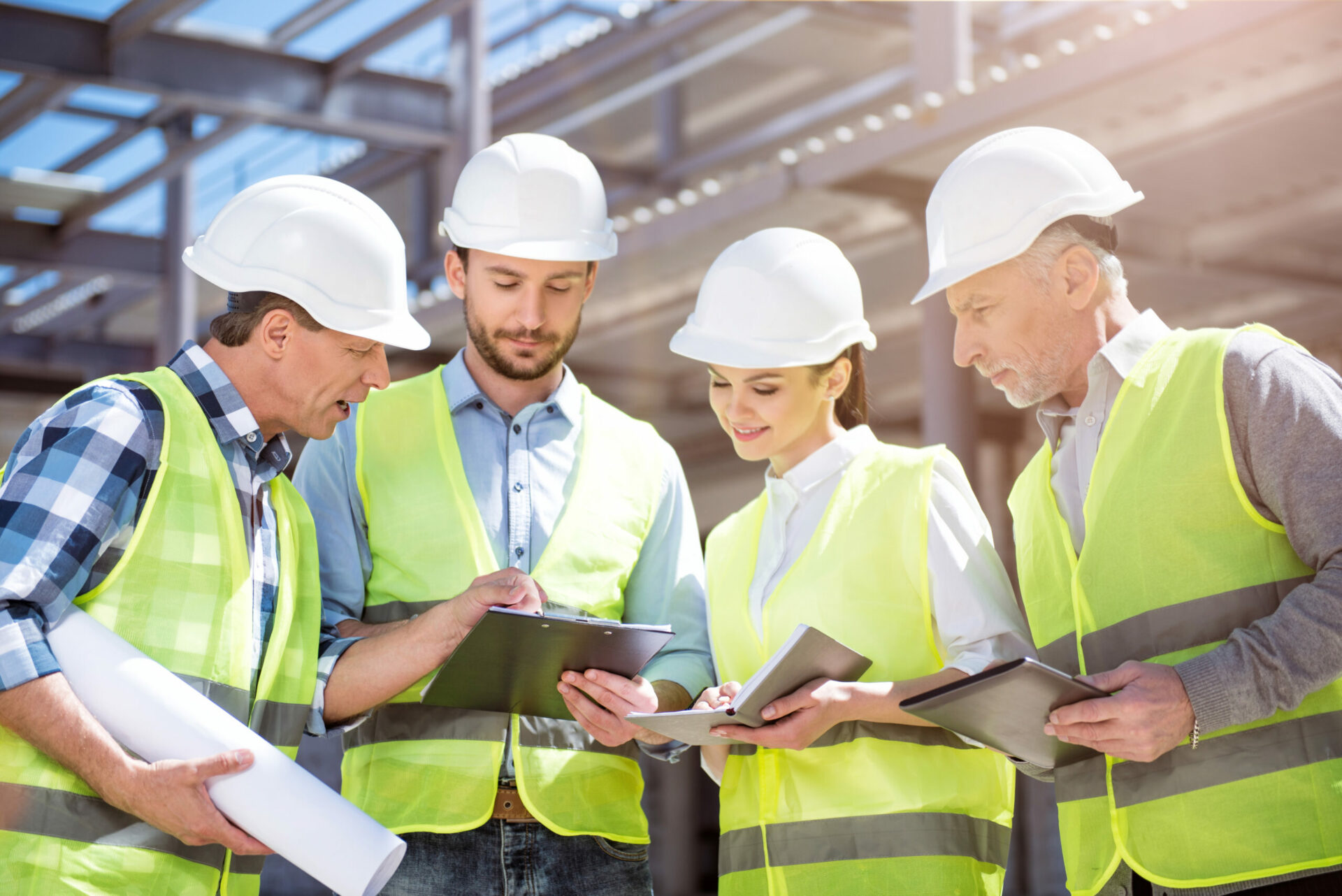 A group of engineers with the text meet our team.